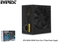 Everest EPS-600A Real 600W 12cm Fan 4*SATA Aktif PFC Oyuncu PC Destekli Power Supply